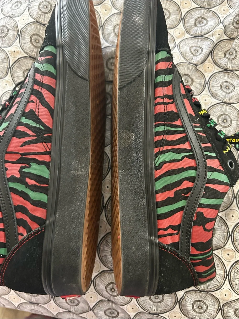 Vans Black Red and Green Graphic Lace-Up Sneakers